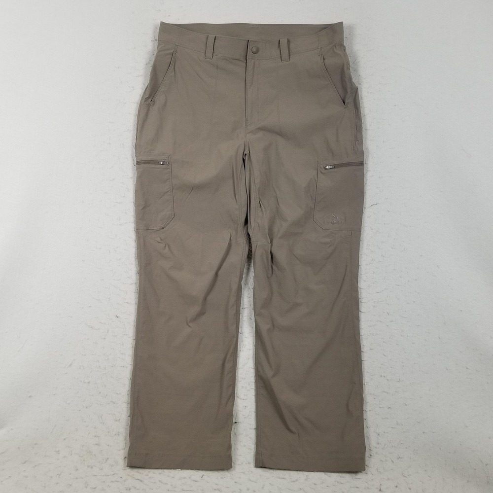 LL Bean Hiking Pants Mens 36x29 Brown‎ Nylon Stretch Cargo Quick Dry Outdoor